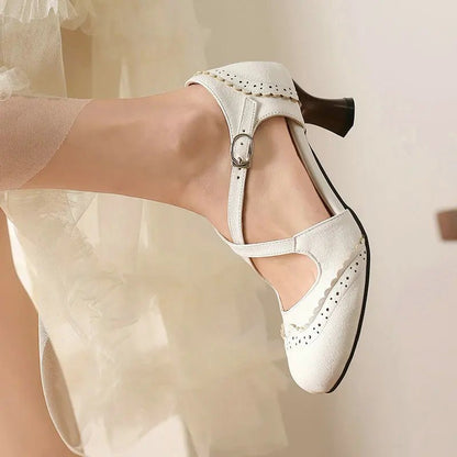 Chaussures Années 60 Femme Beige - Louise Vintage