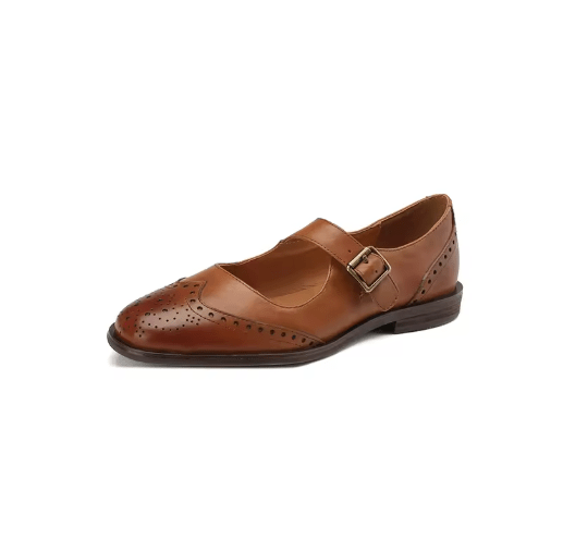 Chaussures Rétro Classique Cuir Marron - Louise Vintage