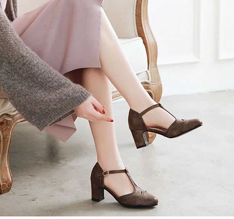 Chaussures Rétro Mary Jane Marron - Louise Vintage