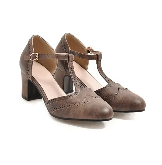 Chaussures Rétro Mary Jane Marron - Louise Vintage