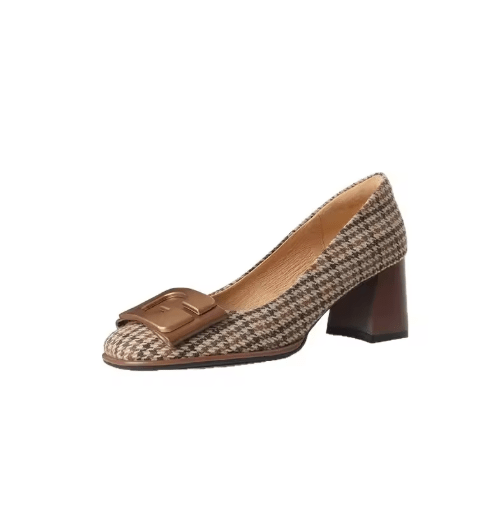 Chaussures Vintage Carreaux Beige - Louise Vintage