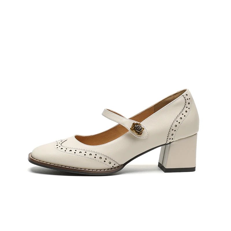 Chaussures Vintage Femme en Cuir Beige - Louise Vintage