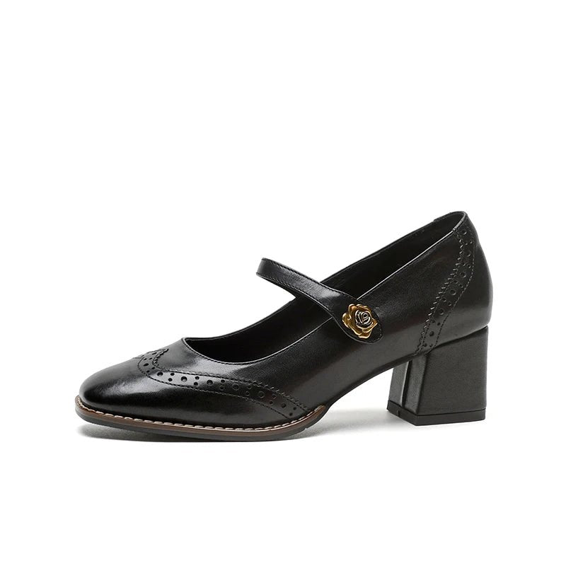 Chaussures Vintage Femme en Cuir Noir - Louise Vintage