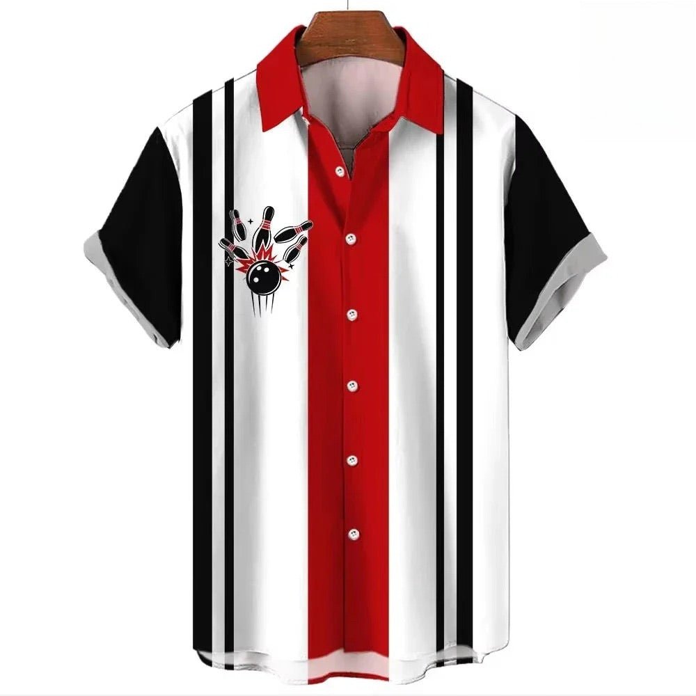 Chemise Vintage Rockabilly Bowling Rouge 13 - Louise Vintage