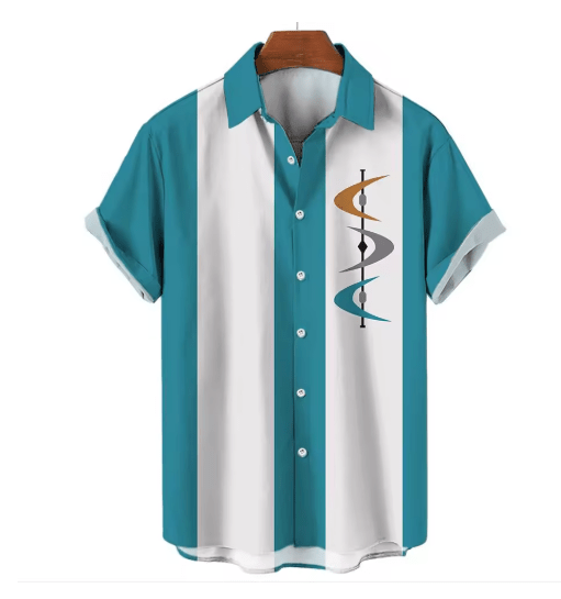 Chemise Vintage Rockabilly Bowling Turquoise - Louise Vintage