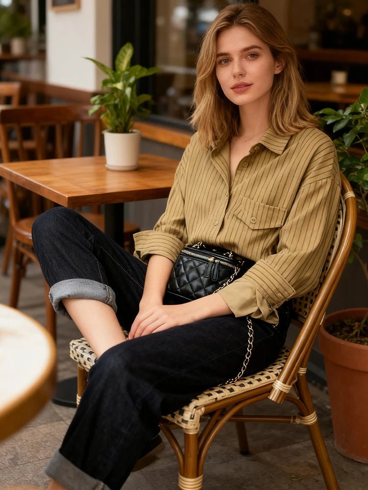 Chemisier Vintage Ample Marron - Louise Vintage