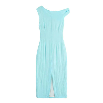 Femme Robe Année 70 Vintage Turquoise - Louise Vintage