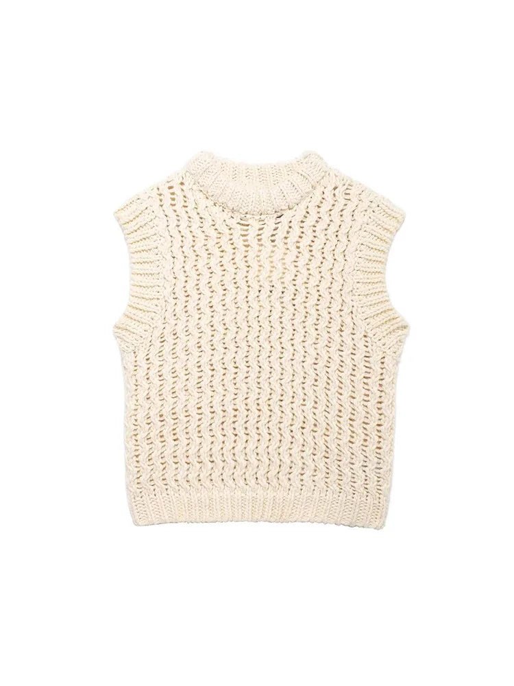 Gros Pull Sans Manche Vintage Beige - Louise Vintage