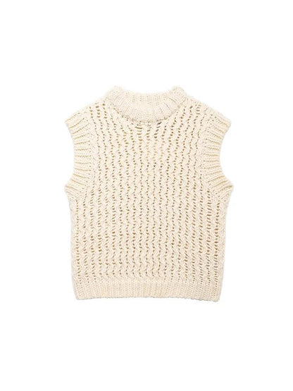 Gros Pull Sans Manche Vintage Beige - Louise Vintage