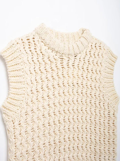 Gros Pull Sans Manche Vintage Beige - Louise Vintage