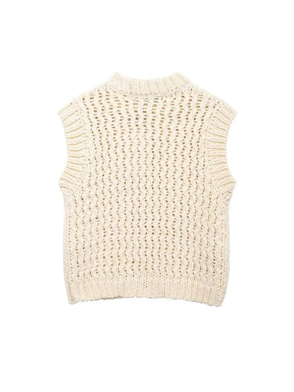 Gros Pull Sans Manche Vintage Beige - Louise Vintage