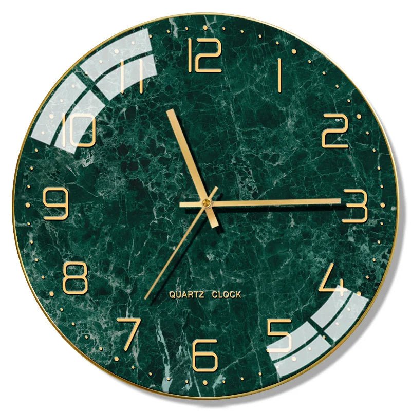 Horloge Murale Vintage Années 70 Marbre Vert - Louise Vintage