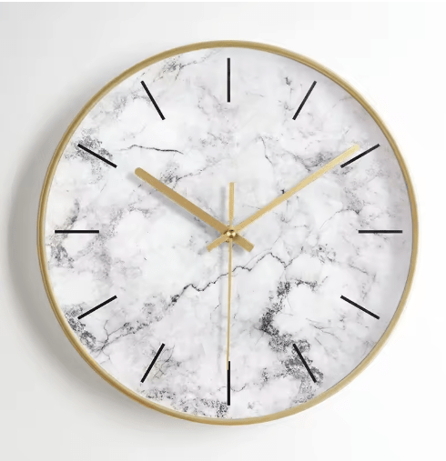Horloge Murale Vintage Luxe Marbre Blanc - Louise Vintage