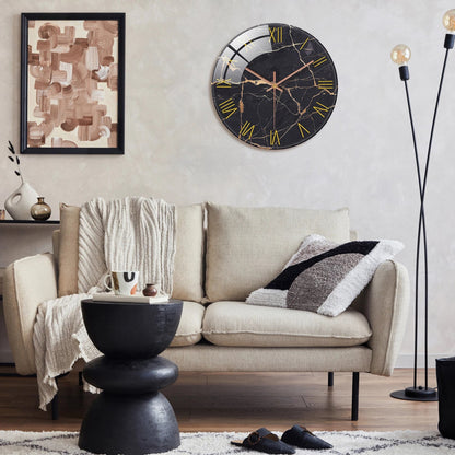 Horloge Murale Vintage Luxe Marbre Noir - Louise Vintage