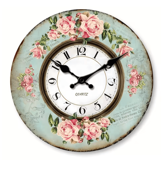 Horloge Vintage Murale Motif Fleuri - Louise Vintage
