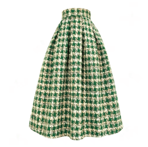 Jupe Carreaux Verts Vintage - Louise Vintage