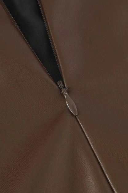 Jupe en Faux Cuir Marron Vintage - Louise Vintage