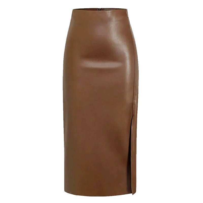 Jupe en Faux Cuir Marron Vintage - Louise Vintage