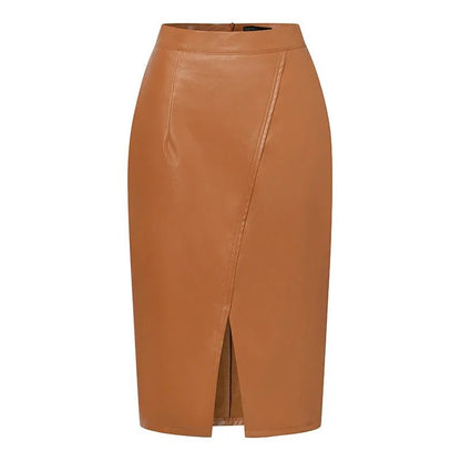 Jupe en Faux Cuir Marron Vintage - Louise Vintage