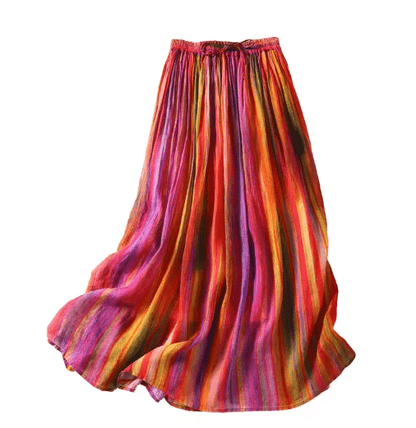Jupe Longue Vintage Plissée Patchwork - Louise Vintage