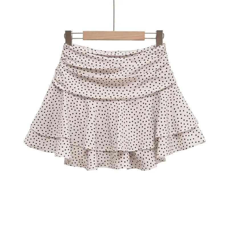 Jupe Vintage à Pois Couleur Beige - Louise Vintage