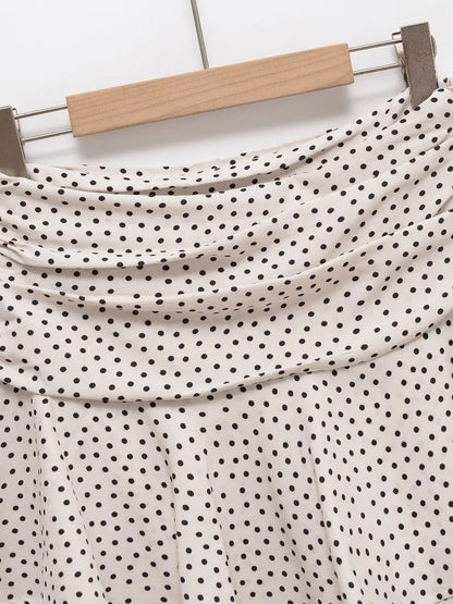 Jupe Vintage à Pois Couleur Beige - Louise Vintage