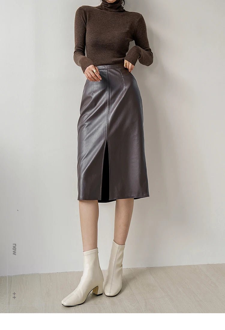 Jupe Vintage Simili Cuir Marron - Louise Vintage