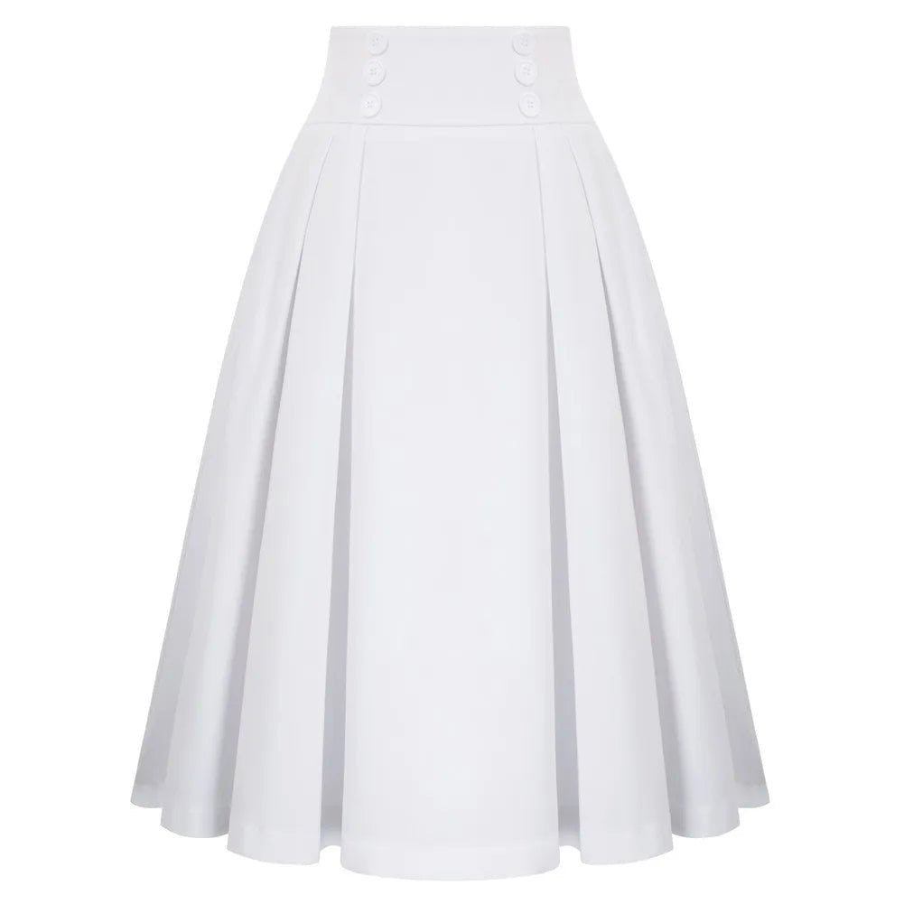 Jupe Vintage Taille Haute Blanc - Louise Vintage
