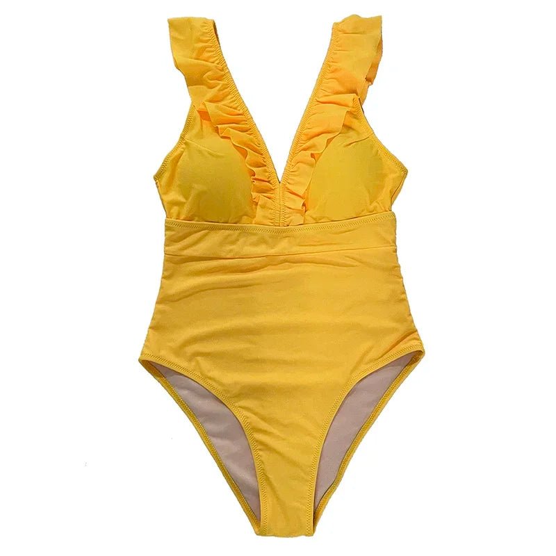 Maillot de Bain Femme 1 Piece Vintage Jaune - Louise Vintage