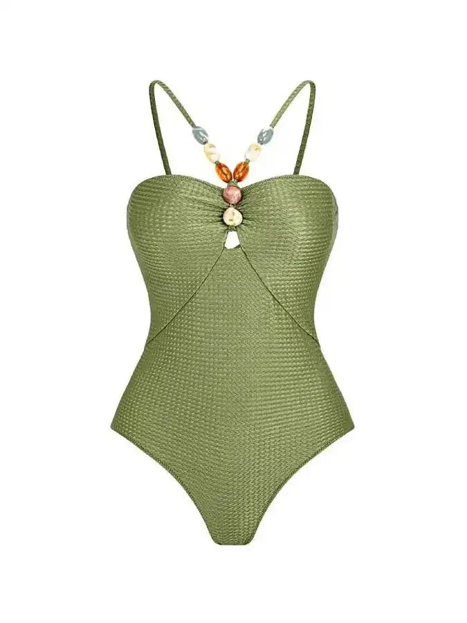 Maillot de Bain Sexy 1 Piece Vintage Vert - Louise Vintage