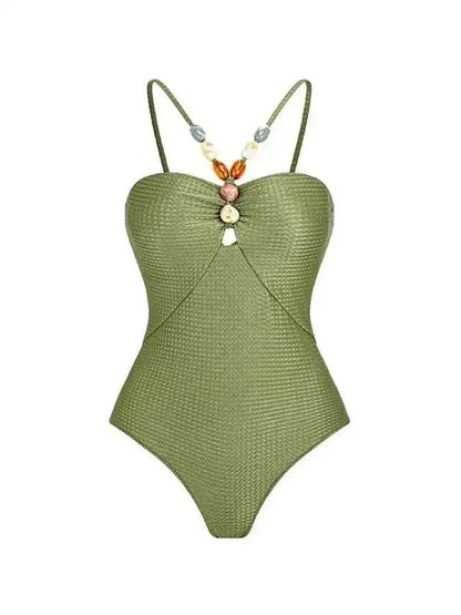 Maillot de Bain Sexy 1 Piece Vintage Vert - Louise Vintage