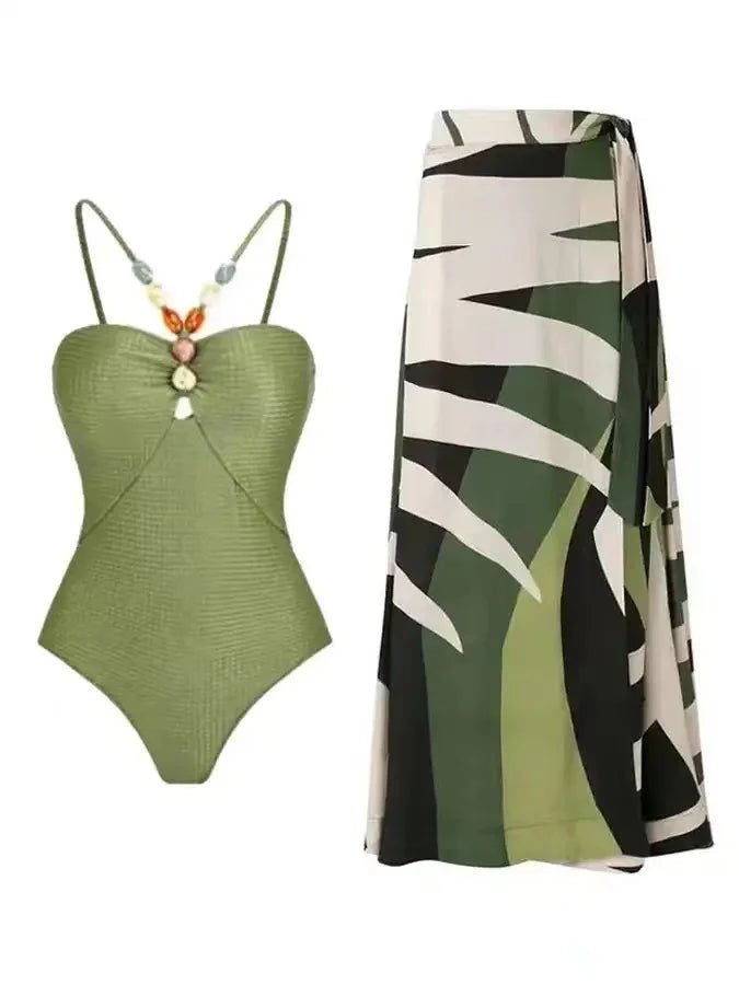 Maillot de Bain Sexy 1 Piece Vintage Vert - Louise Vintage