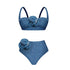 Maillot de bain Vintage Bikini Taille Haute Bleu Fleurs - Louise Vintage