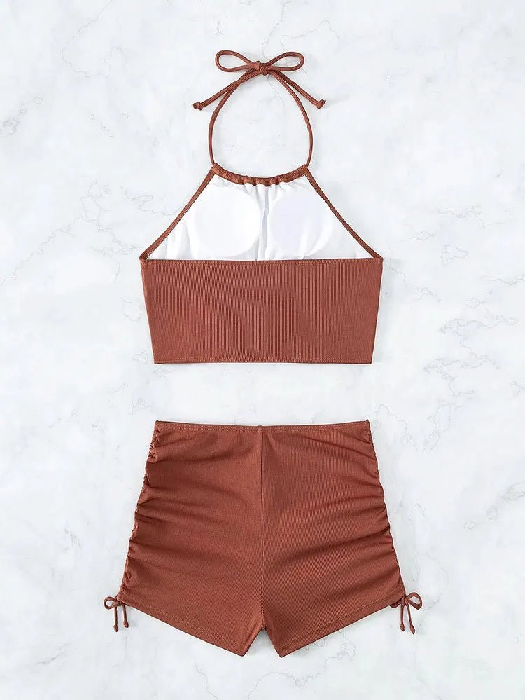 Maillot de bain Vintage Bikini taille haute Marron - Louise Vintage