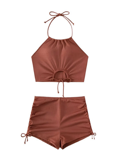 Maillot de bain Vintage Bikini taille haute Marron - Louise Vintage