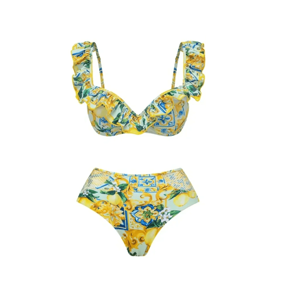 Maillot de Bain Vintage Fleurs Jaune - Louise Vintage