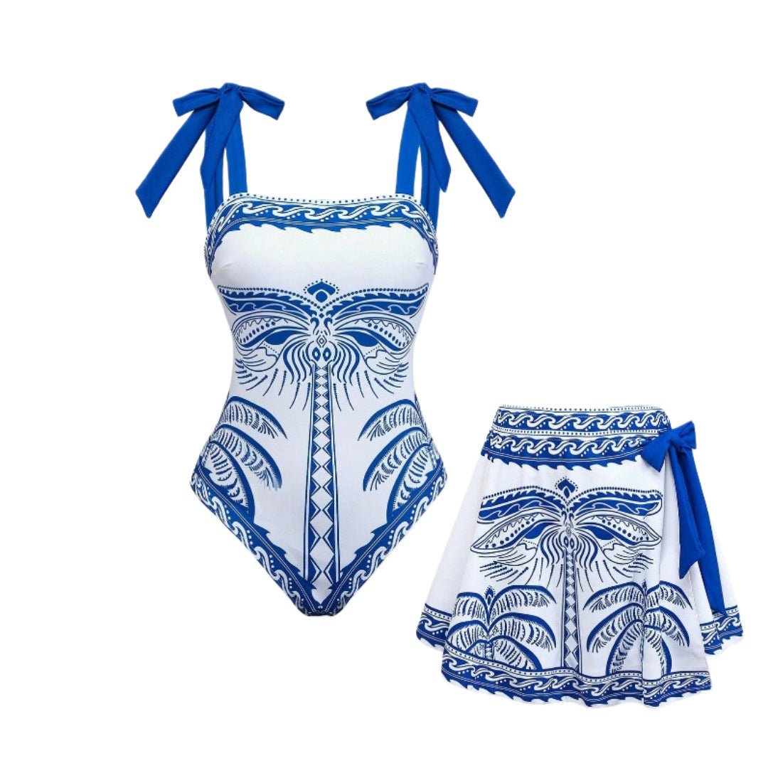 Maillot de Bain Vintage Grande Taille avec Jupette Bleu - Louise Vintage