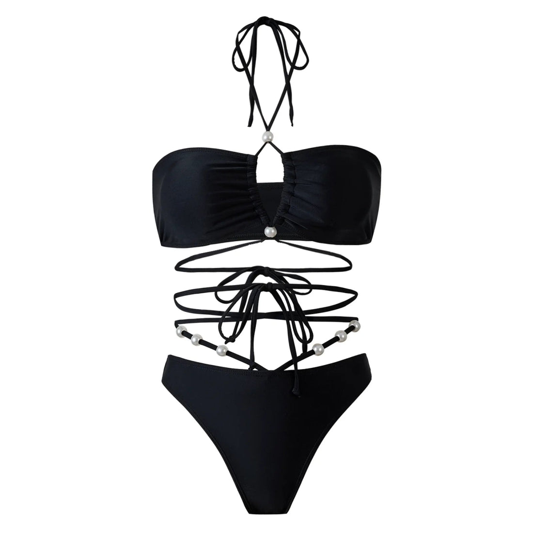 Maillot de Bain Vintage Noir à Lacets - Louise Vintage