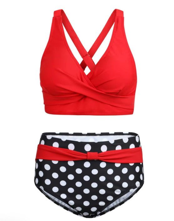 Maillot de bain Vintage taille haute rouge pois - Louise Vintage