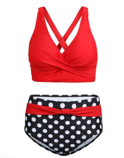 Maillot de bain Vintage taille haute rouge pois - Louise Vintage