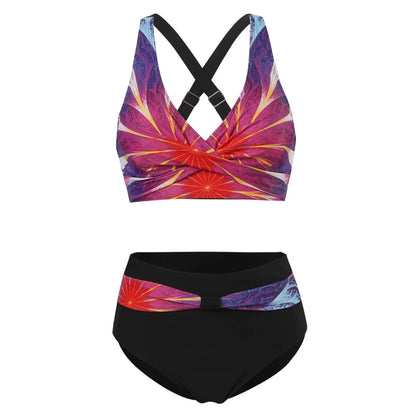 Maillot de Bain Vintage Volant Fleurs Marine - Louise Vintage