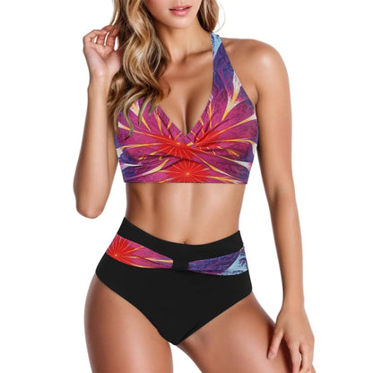 Maillot de Bain Vintage Volant Fleurs Marine - Louise Vintage