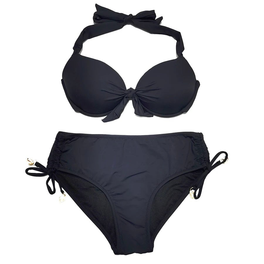 Maillot de Bain Vintage Volant Noir et Blanc - Louise Vintage