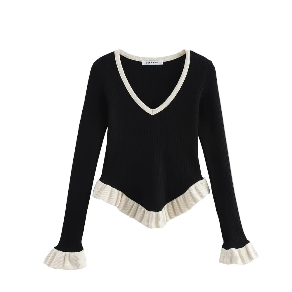 Pull Noir Col Vintage - Louise Vintage