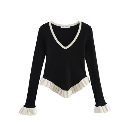 Pull Noir Col Vintage - Louise Vintage
