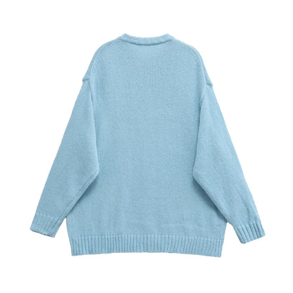 Pull Oversize Vintage Bleu Ciel - Louise Vintage