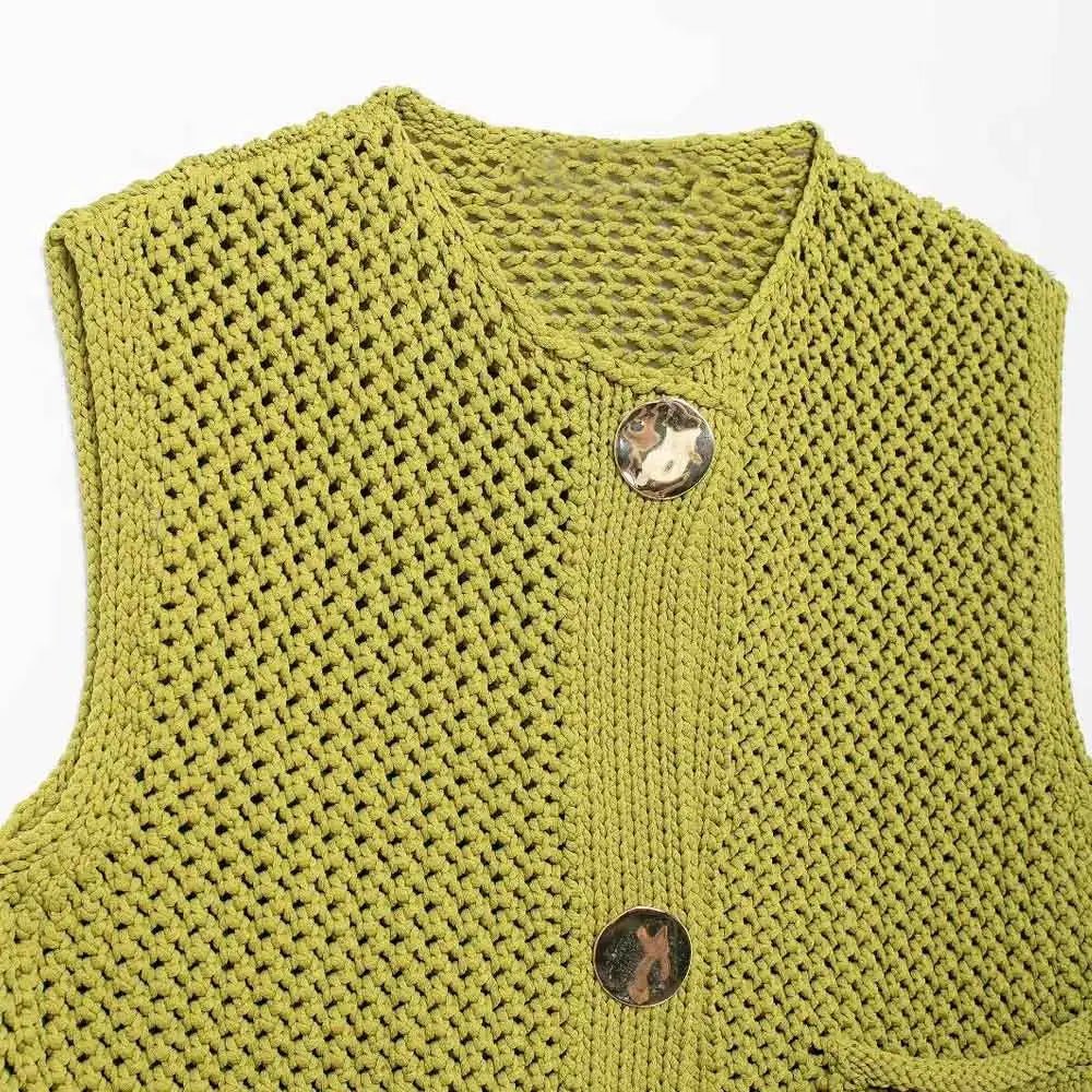 Pull Sans Manche Vintage Vert - Louise Vintage
