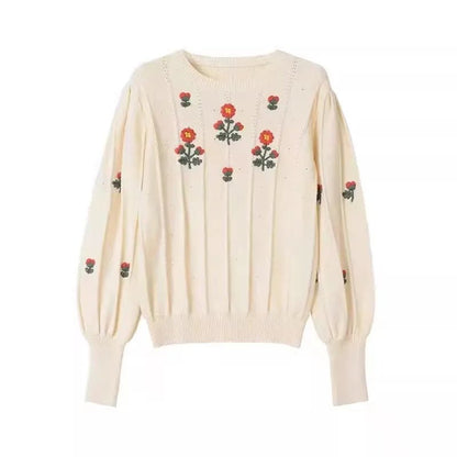 Pull Tricot Fleurs Vintage - Louise Vintage