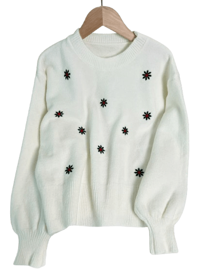 Pull Tricot Fleurs Vintage - Louise Vintage