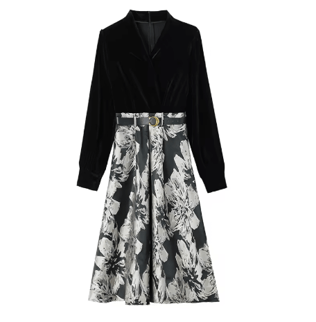 Robe 40s Fleurs Noires - Louise Vintage